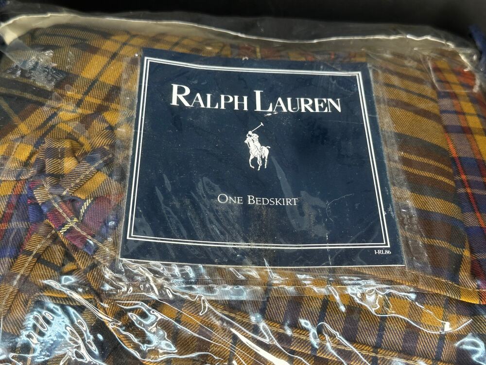 VTG 90s Ralph Lauren Twin Ruffled Bedskirt 100% Cotton Pattern Sinclair Plaid
